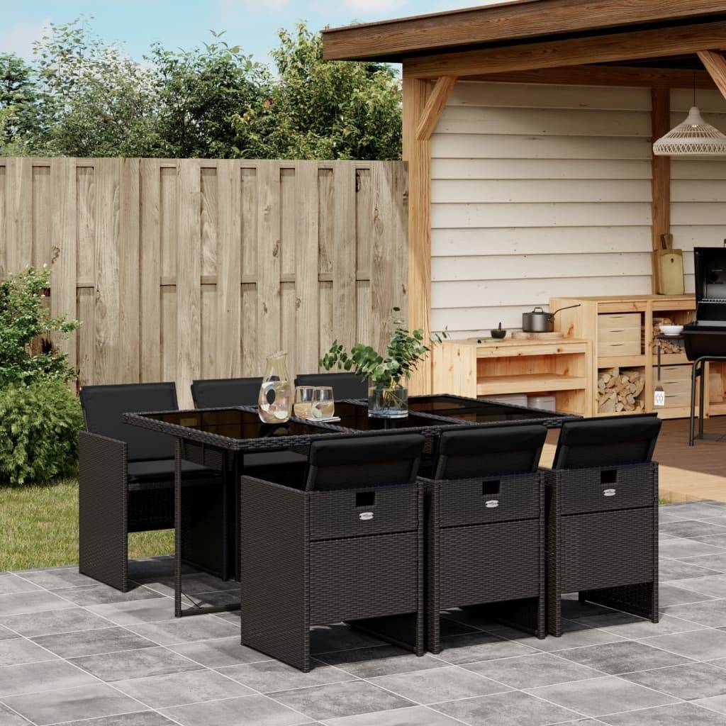 Vidaxl - Ensemble à manger de jardin coussins 7pcs Noir Résine tressée vidaXL 3210547 - Image 1