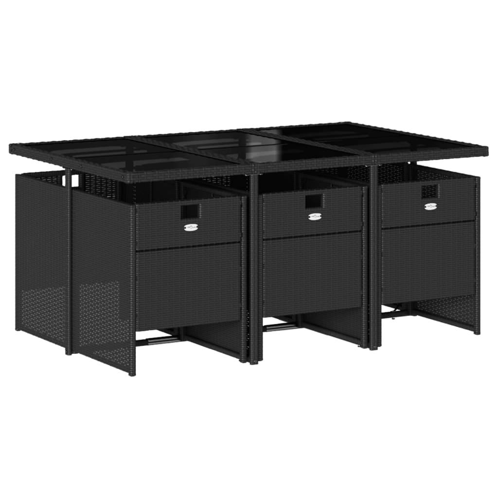 Vidaxl - Ensemble à manger de jardin coussins 7pcs Noir Résine tressée vidaXL 3210547 - Image 6
