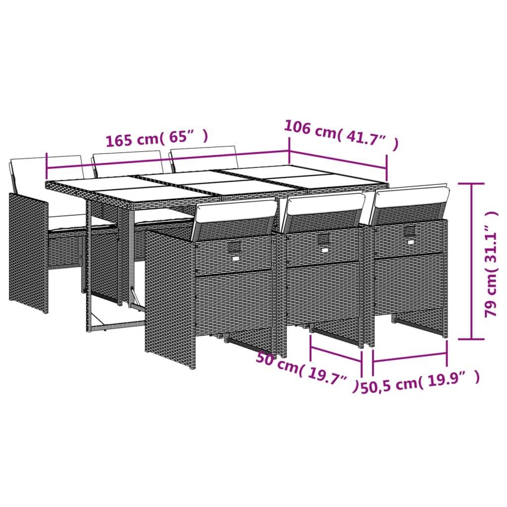 Vidaxl - Ensemble à manger de jardin coussins 7pcs Noir Résine tressée vidaXL 3210547 - Image 3