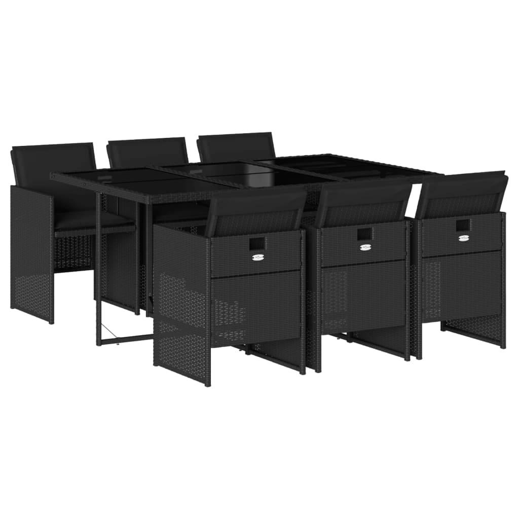 Vidaxl - Ensemble à manger de jardin coussins 7pcs Noir Résine tressée vidaXL 3210547 - Image 2