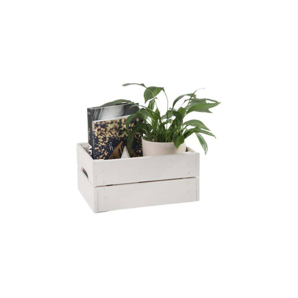 Pinus - Caisse de rangement en pin petit modèle 31 x 23 x 15 cm Blanc - Imagen 3