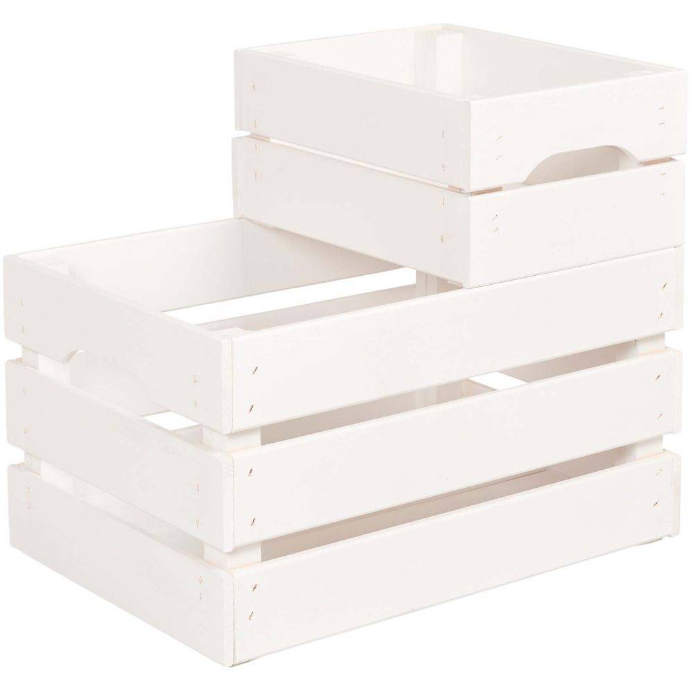 Pinus - Caisse de rangement en pin petit modèle 31 x 23 x 15 cm Blanc - Imagen 4