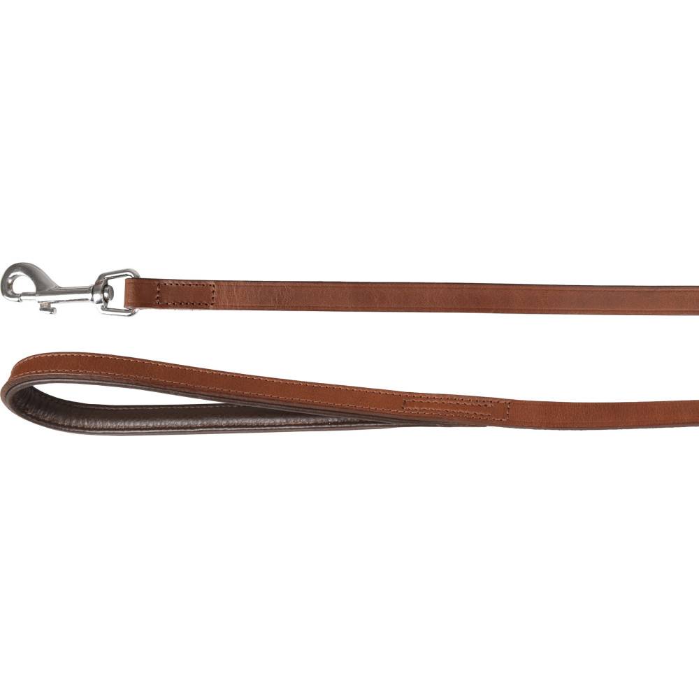 Laisse 130 cm x 15 mm ARIZONA en cuir brun pour chien.