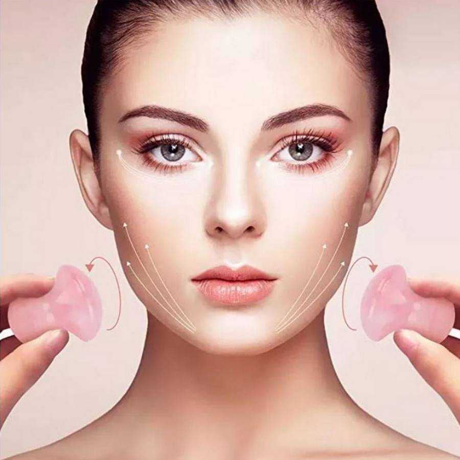 Masseur Visage Pierre de Quartz Rose - Guasha Champignon, Anti-Age, Stimule circulation sanguine, Peau saine et Éclatante - Sun&Sia - Image 1