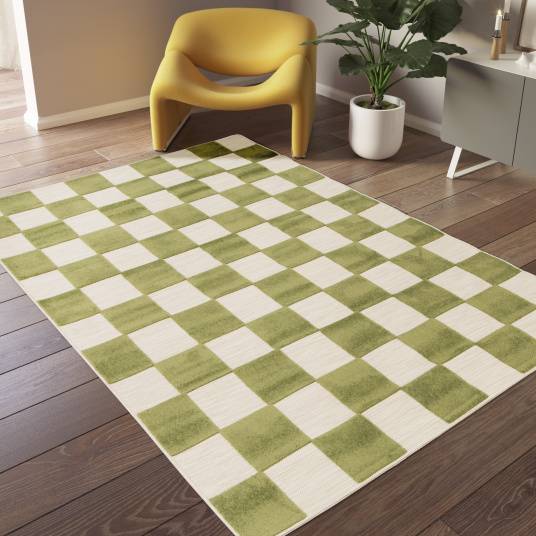 Decoweb - Tapis extérieur et intérieur motif damier - Marius - Vert pistache - 160 x 230 cm - Decoweb - Imagen 2