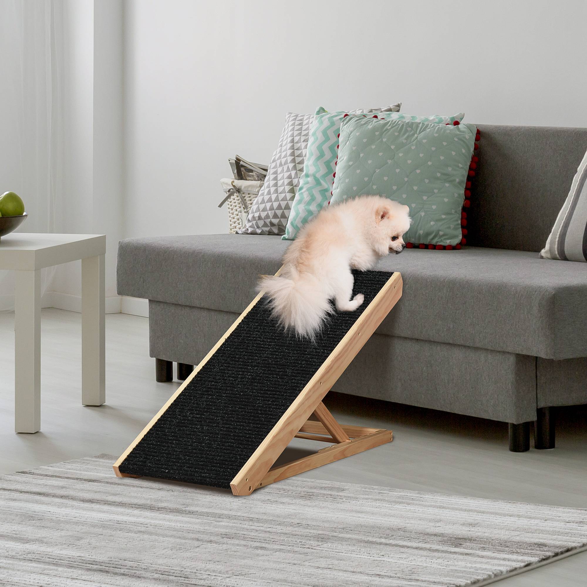 Rampe chien lit/canapé pliable, 4 hauteurs réglables 26-61cm, antidérapante, 90cm, chien <40kg - Image 3