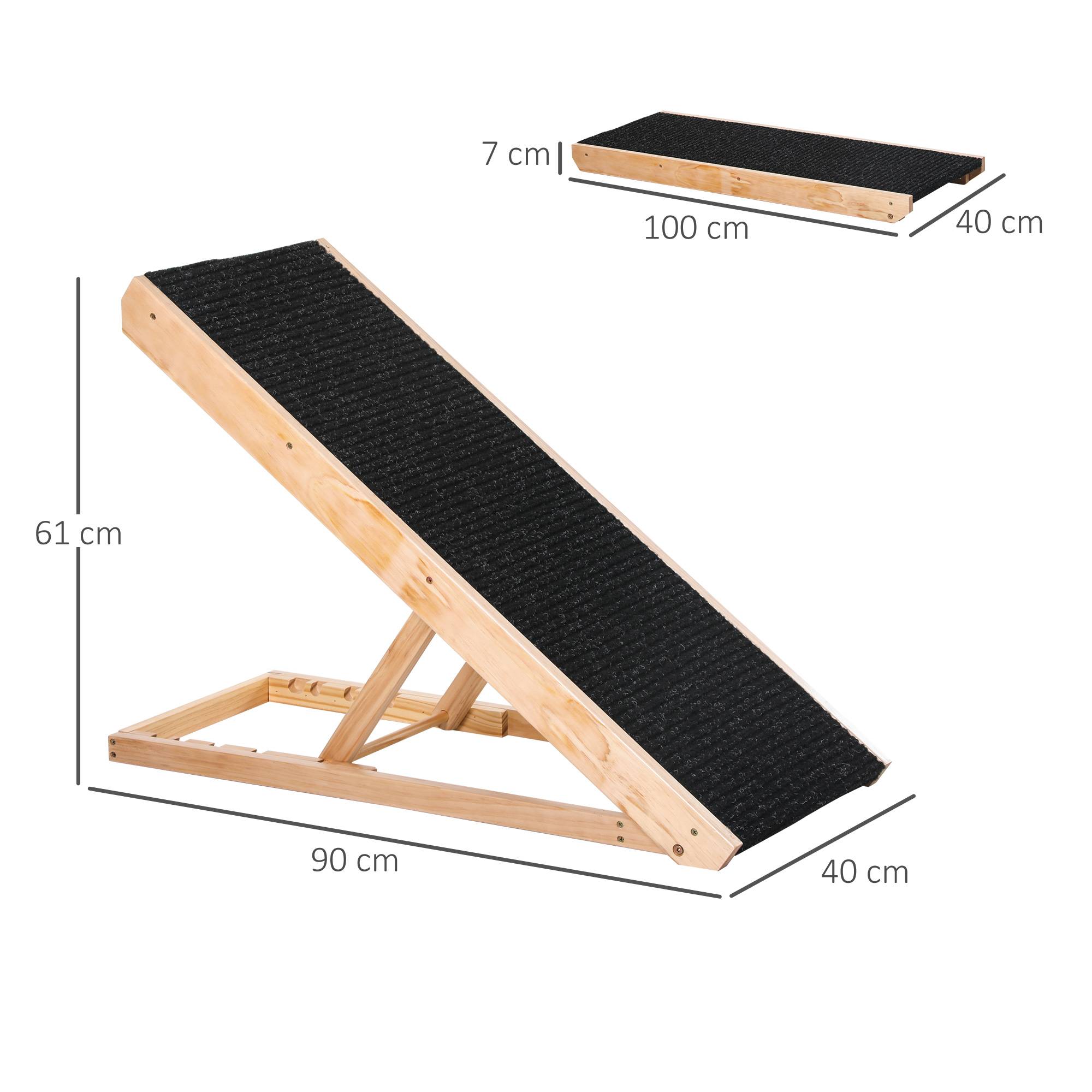 Rampe chien lit/canapé pliable, 4 hauteurs réglables 26-61cm, antidérapante, 90cm, chien <40kg - Image 5