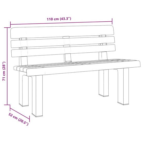 Banc de jardin - Banc d'extérieur - Banquette blanc 110x52x71 cm polypropylène - Image 9