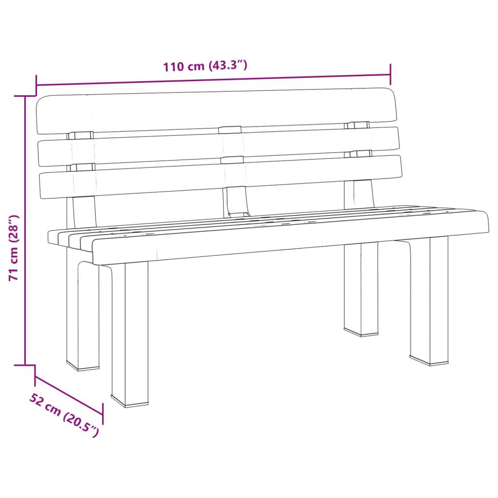 Banc de jardin - Banc d'extérieur - Banquette blanc 110x52x71 cm polypropylène - Image 9