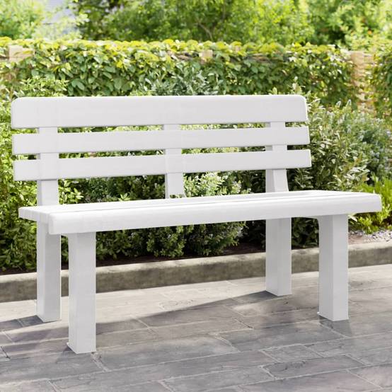 Banc de jardin - Banc d'extérieur - Banquette blanc 110x52x71 cm polypropylène - Image 2