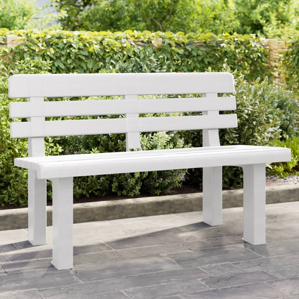 Banc de jardin - Banc d'extérieur - Banquette blanc 110x52x71 cm polypropylène - Image 2