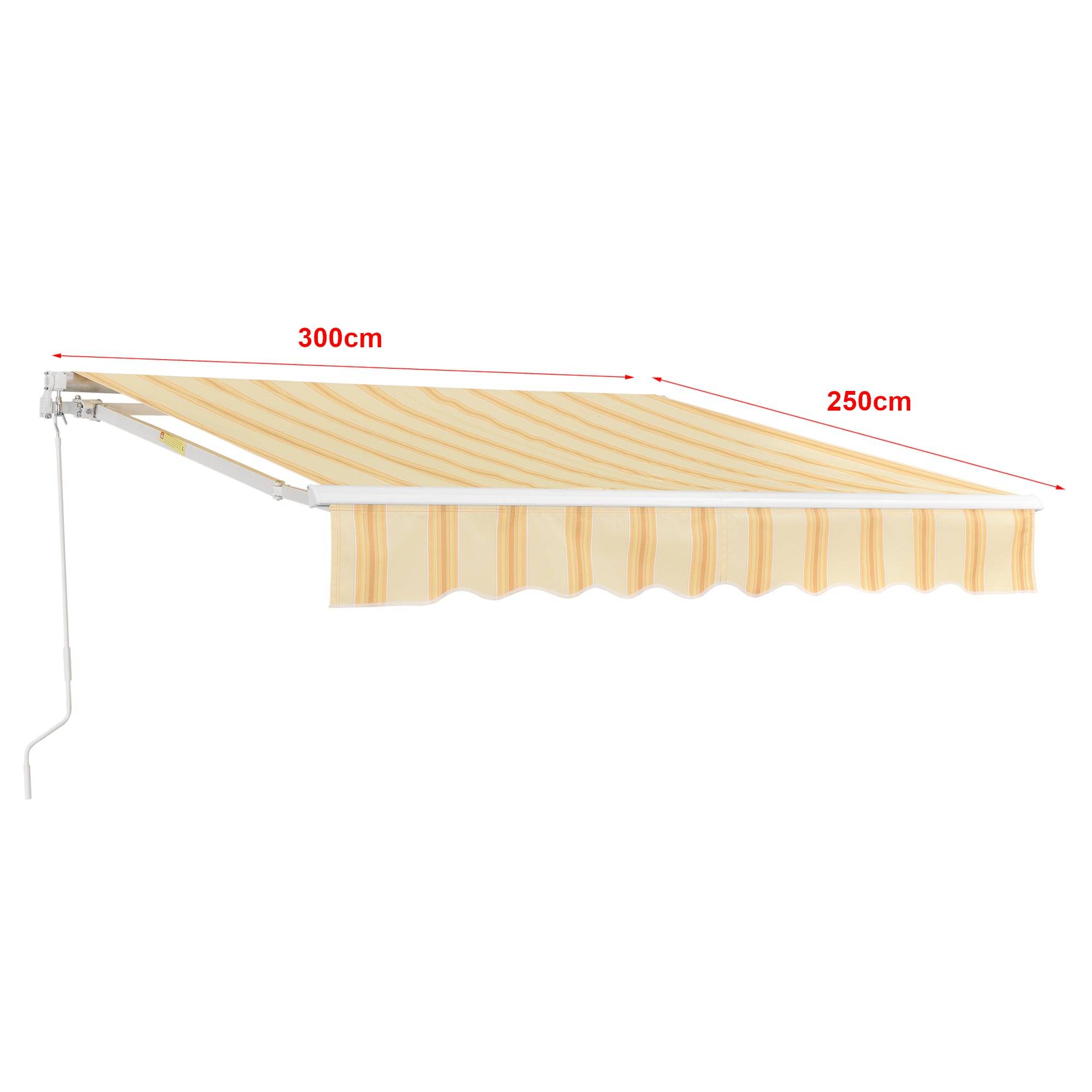 Helloshop26 - Store banne avec manivelle 300 x 250 cm jaune blanc - Imagen 3
