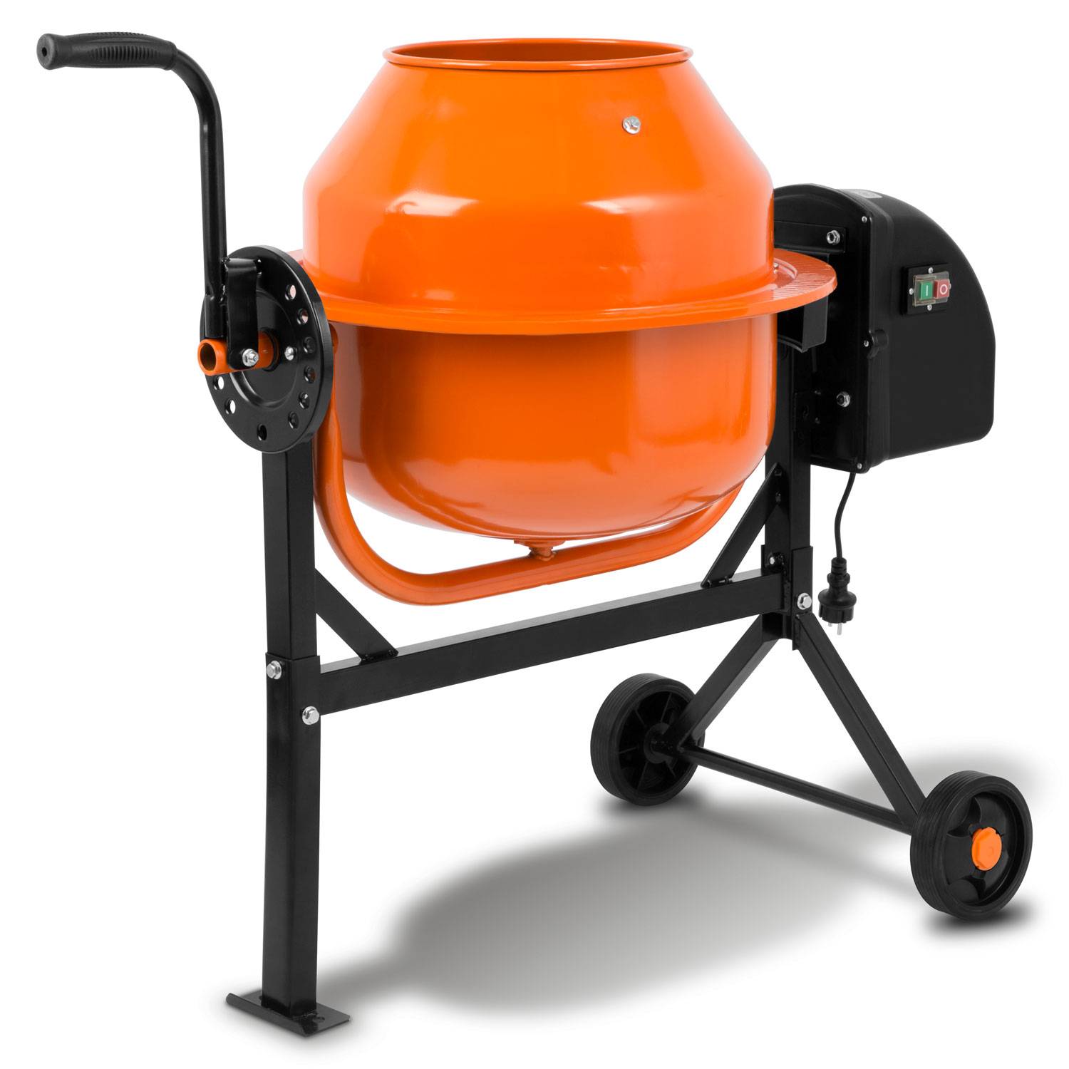 EBERTH - EBERTH 65L Bétonnière Électrique , 220W, Portable, Châssis, Tambour et Couronne Dentée en Acier, Volant Verrouillable