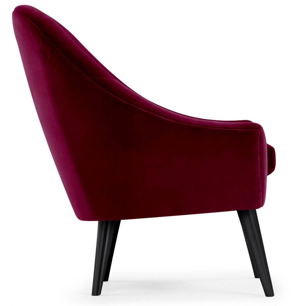 Fauteuil Scandinave Velours "Ulla" 88cm Bordeaux - Image 3