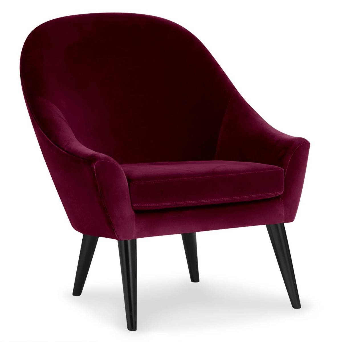 Fauteuil Scandinave Velours "Ulla" 88cm Bordeaux - Image 1