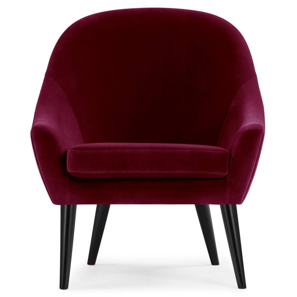 Fauteuil Scandinave Velours "Ulla" 88cm Bordeaux - Image 4
