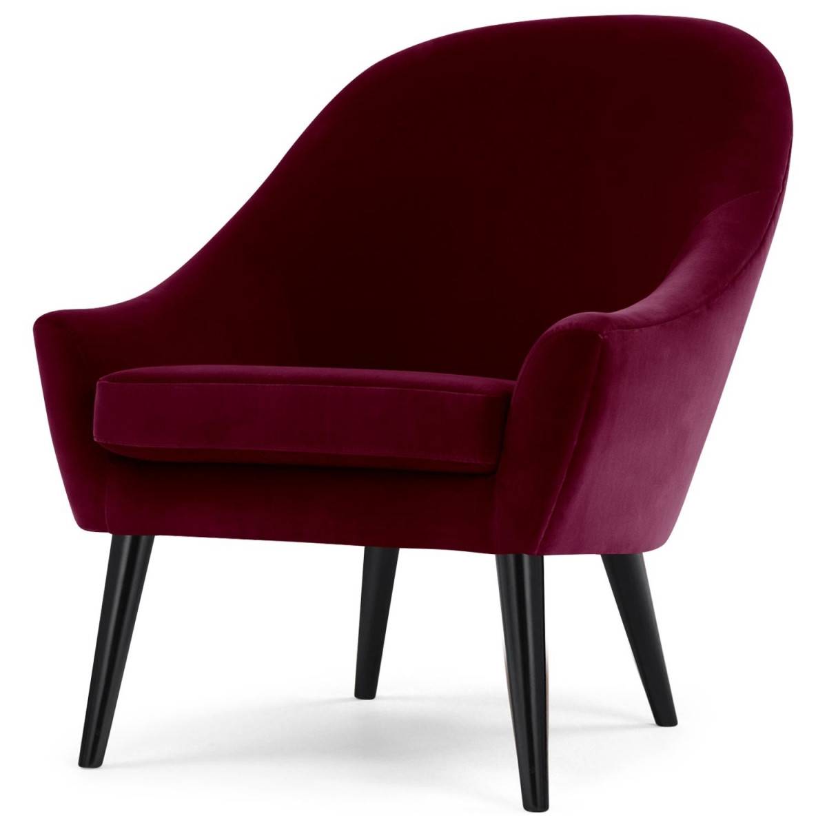 Fauteuil Scandinave Velours "Ulla" 88cm Bordeaux - Image 2
