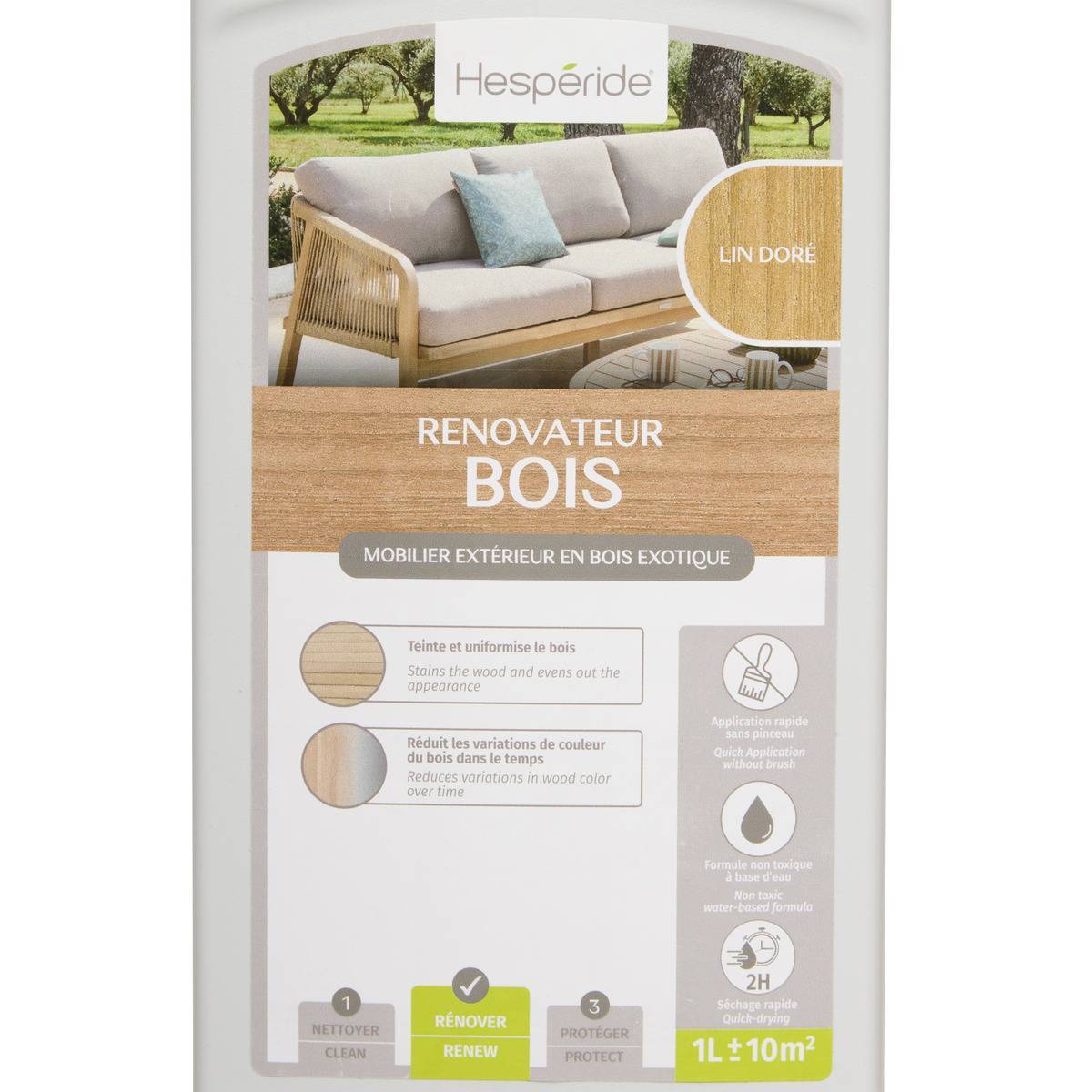Hesperide - Rénovateur de couleur bois exotique finition Lin doré 1L Hespéride - Image 2