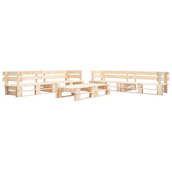 Helloshop26 - Salon de jardin meuble d'extérieur ensemble de mobilier 220 cm palette 6 pièces bois couleur naturelle de bois - Imagen 1