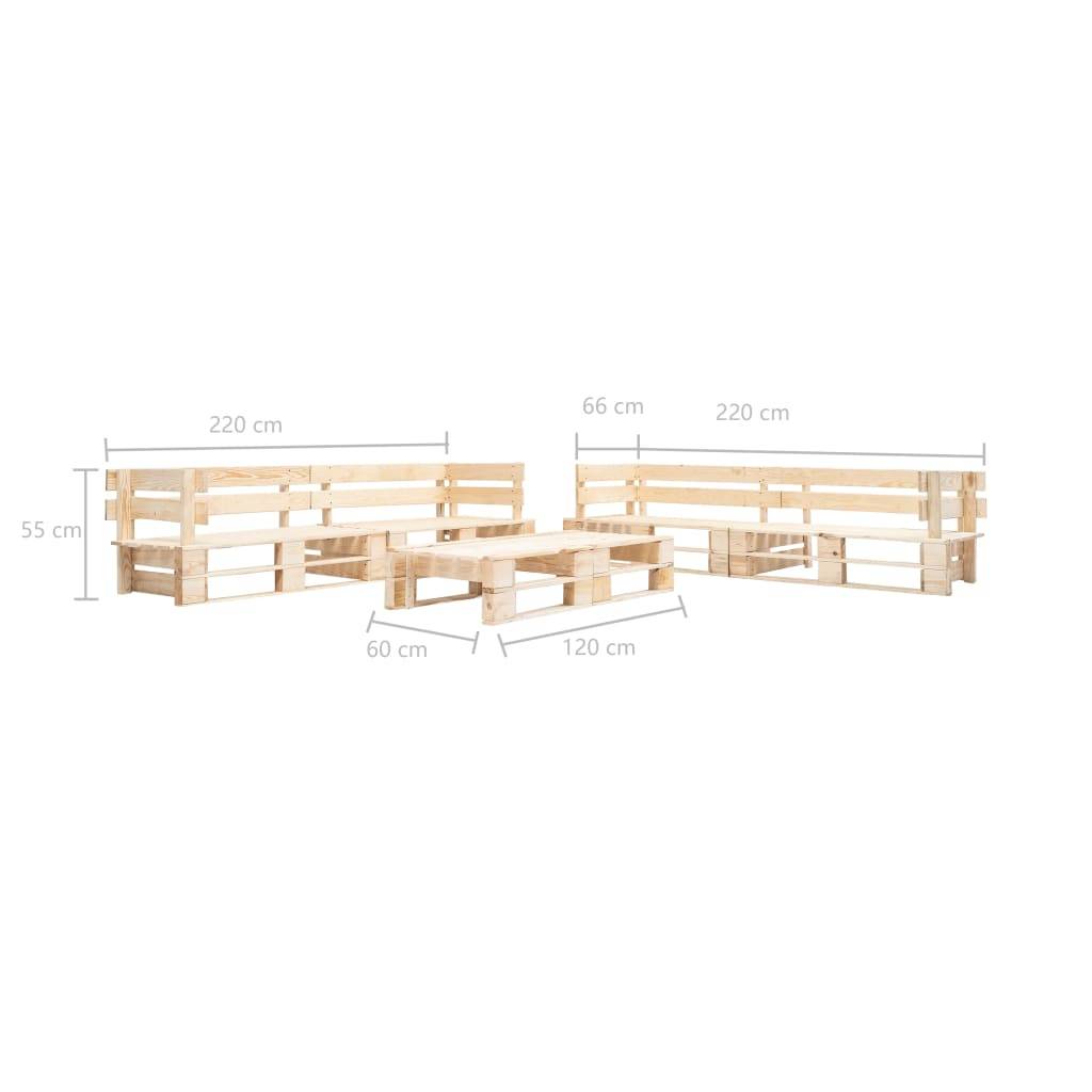 Helloshop26 - Salon de jardin meuble d'extérieur ensemble de mobilier 220 cm palette 6 pièces bois couleur naturelle de bois - Imagen 3