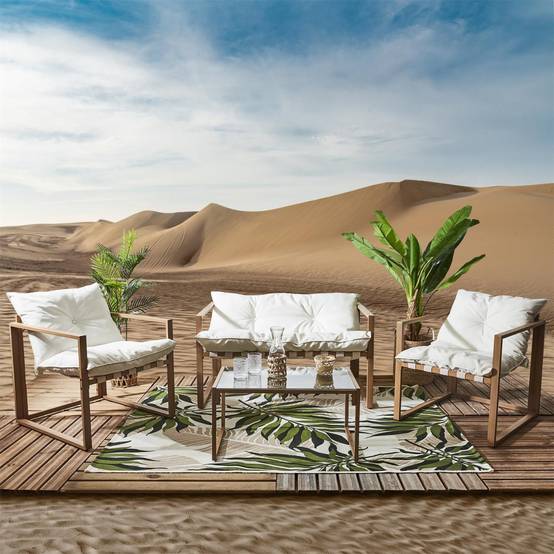 The Home Deco Factory - Salon de Jardin 4 Places "Cagliari" 118cm Blanc - Image 4