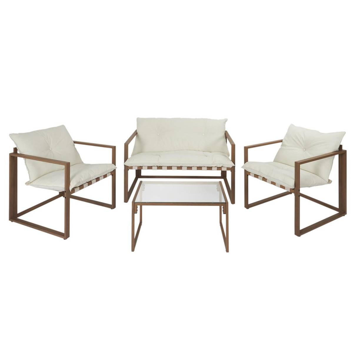The Home Deco Factory - Salon de Jardin 4 Places "Cagliari" 118cm Blanc - Image 1