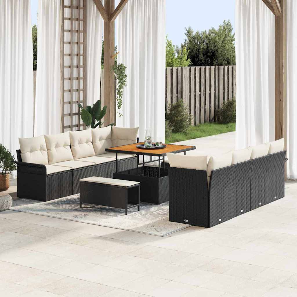 ComfortXL - Set Complet Salon de Jardin Noir 10 Places avec Table Basse en Bois d'Acacia et Polyrotin – ComfortXL Outdoor Living - Image 1