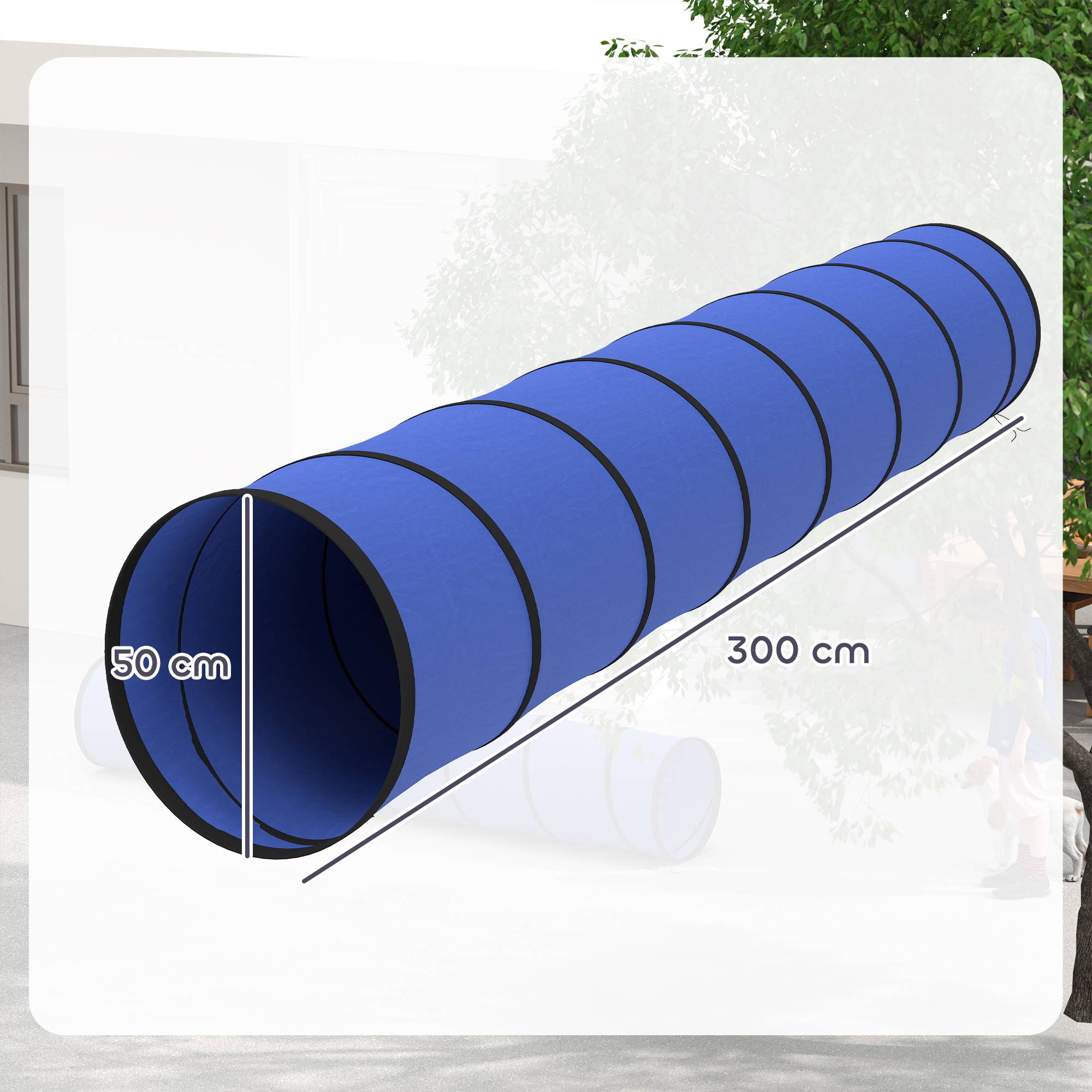 Tunnel d'agilité pour chien tissu Oxford bleu 300 x 50 x 50 cm - PANGIVO - Image 5