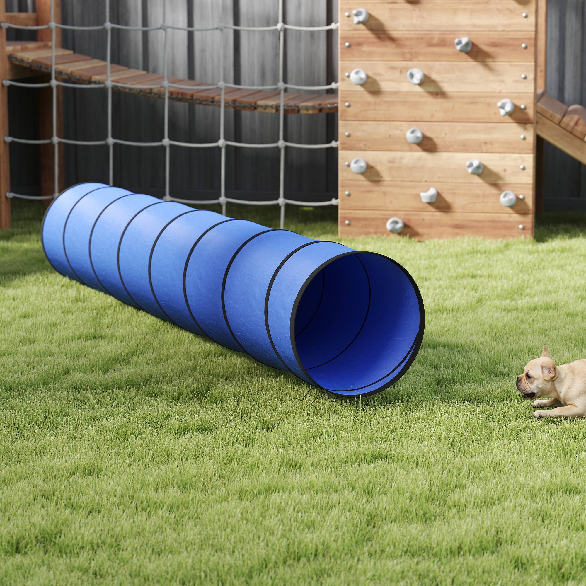 Tunnel d'agilité pour chien tissu Oxford bleu 300 x 50 x 50 cm - PANGIVO - Image 10