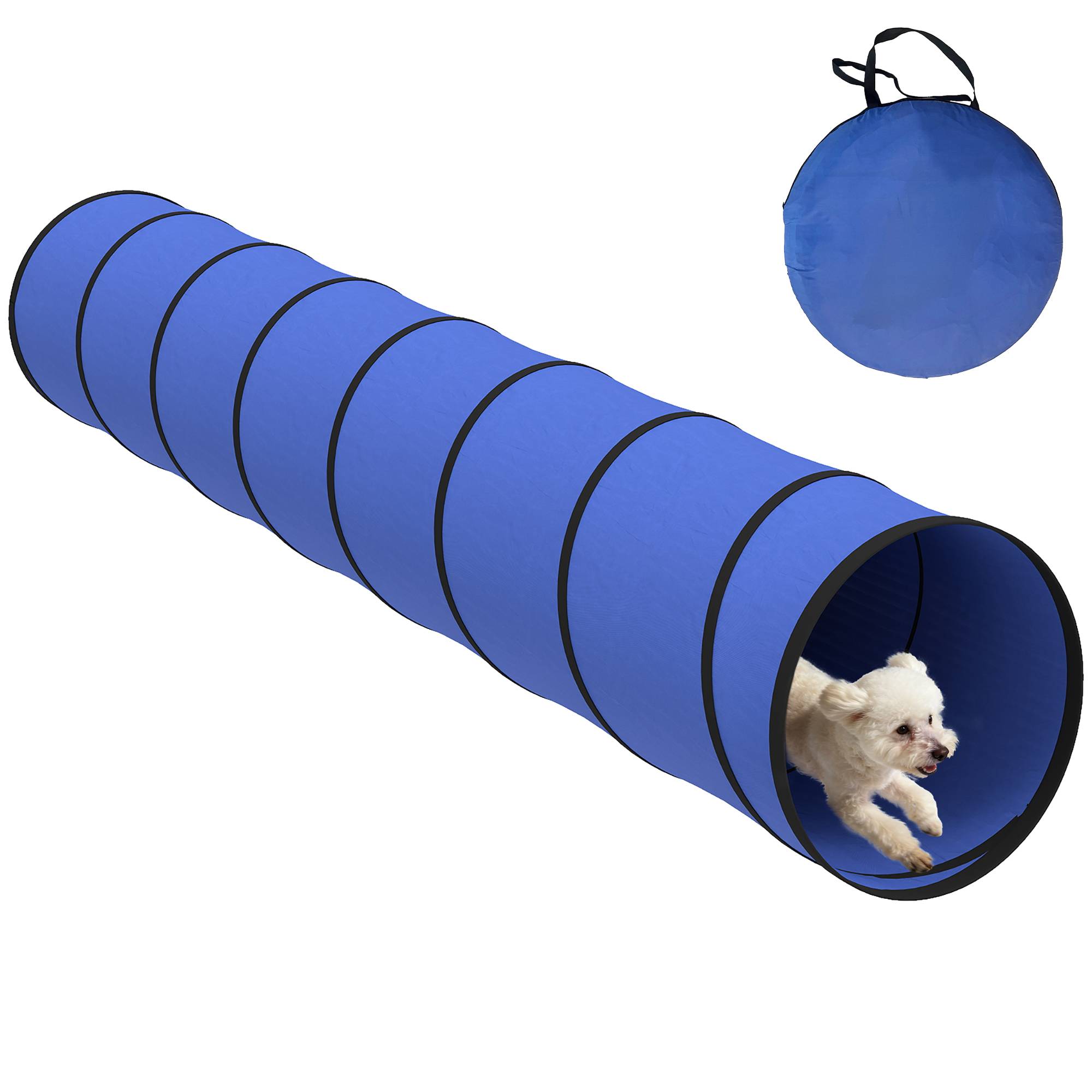 Tunnel d'agilité pour chien tissu Oxford bleu 300 x 50 x 50 cm - PANGIVO - Image 1