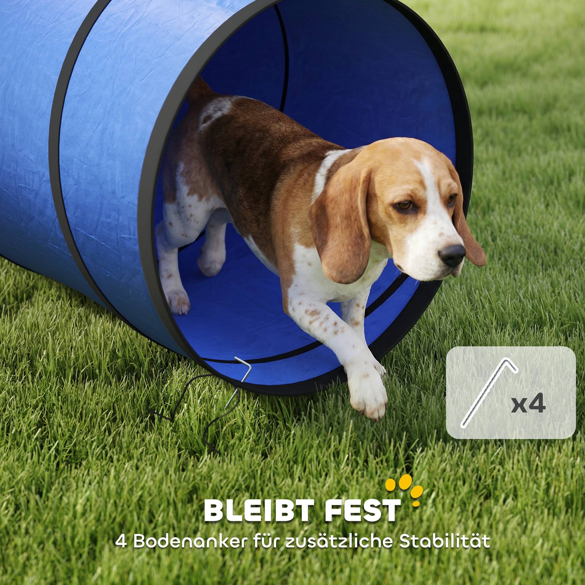 Tunnel d'agilité pour chien tissu Oxford bleu 300 x 50 x 50 cm - PANGIVO - Image 8