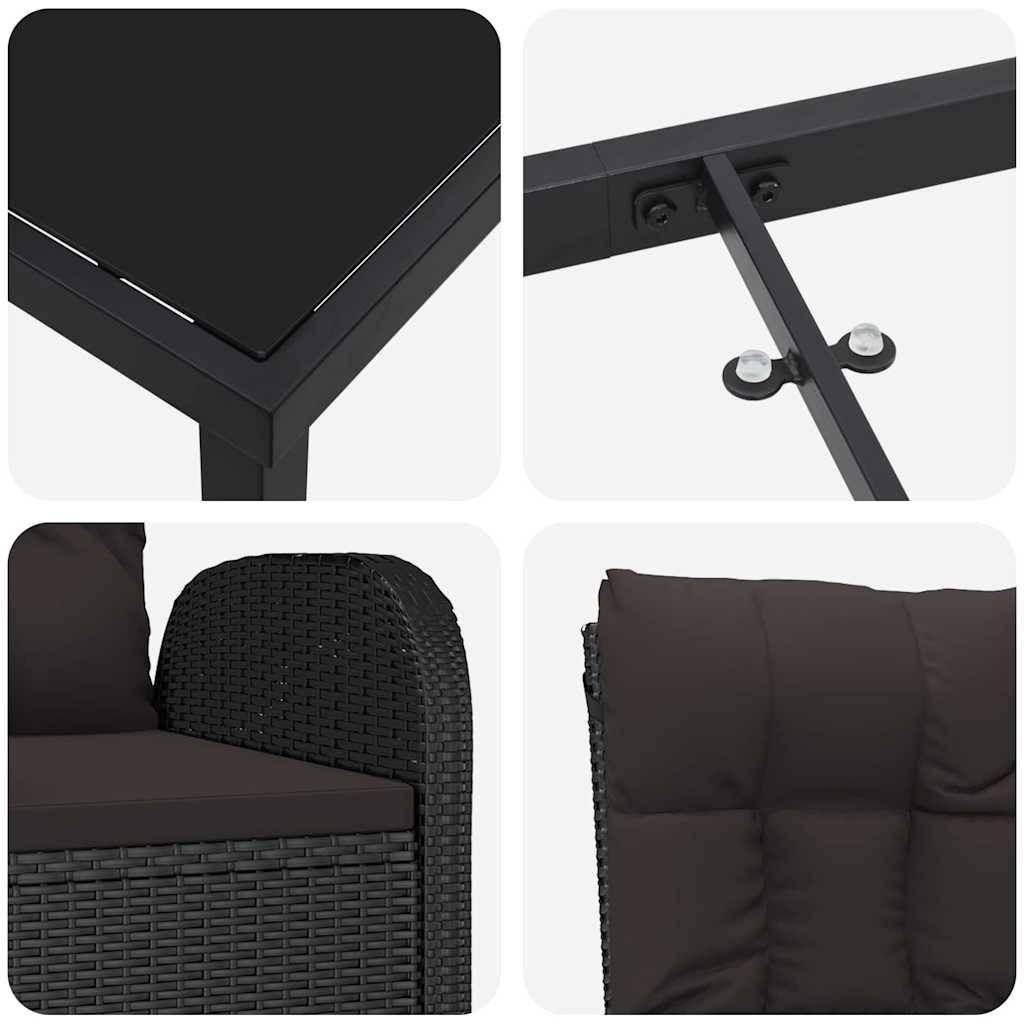 ComfortXL - Petit Salon de Jardin 3 Pièces Noir Polyrotin Fauteuils Inclinables pour Extérieur – ComfortXL Outdoor Living - Image 9