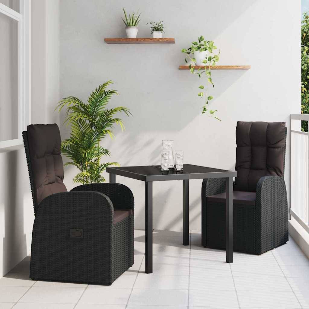 ComfortXL - Petit Salon de Jardin 3 Pièces Noir Polyrotin Fauteuils Inclinables pour Extérieur – ComfortXL Outdoor Living - Image 1