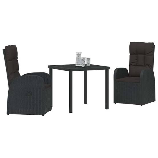 ComfortXL - Petit Salon de Jardin 3 Pièces Noir Polyrotin Fauteuils Inclinables pour Extérieur – ComfortXL Outdoor Living - Image 3