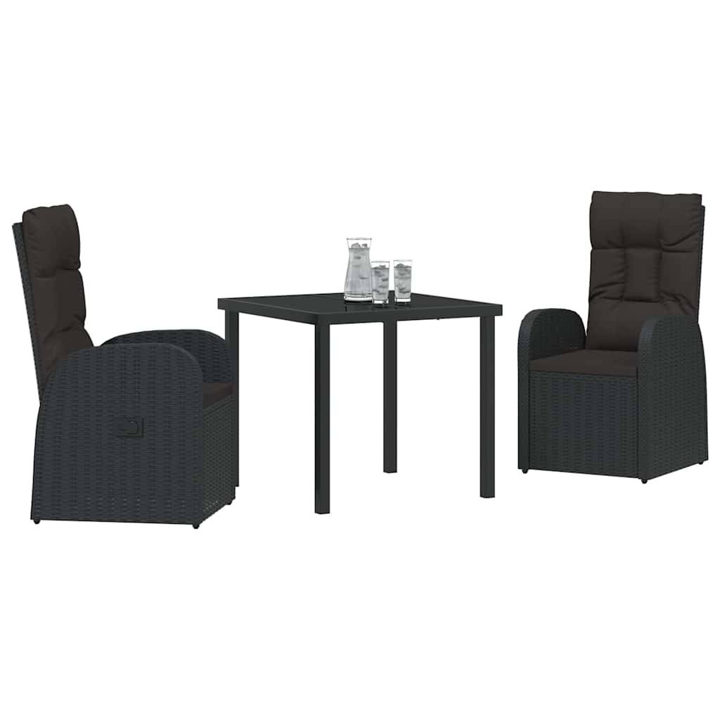 ComfortXL - Petit Salon de Jardin 3 Pièces Noir Polyrotin Fauteuils Inclinables pour Extérieur – ComfortXL Outdoor Living - Image 3