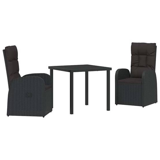 ComfortXL - Petit Salon de Jardin 3 Pièces Noir Polyrotin Fauteuils Inclinables pour Extérieur – ComfortXL Outdoor Living - Image 2