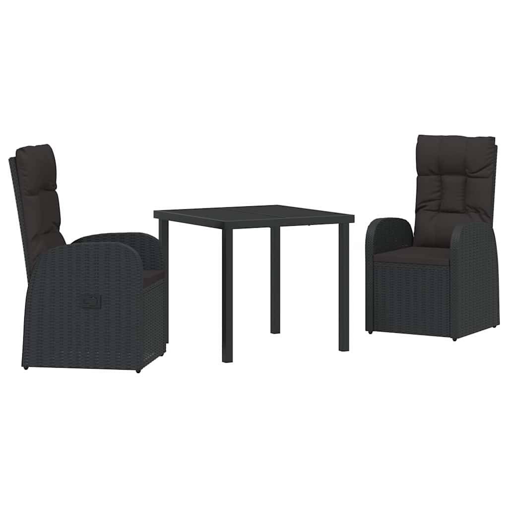 ComfortXL - Petit Salon de Jardin 3 Pièces Noir Polyrotin Fauteuils Inclinables pour Extérieur – ComfortXL Outdoor Living - Image 2