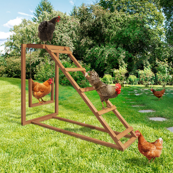 Aire de jeux en bois pour poules avec balançoire et perchoir - Image 1
