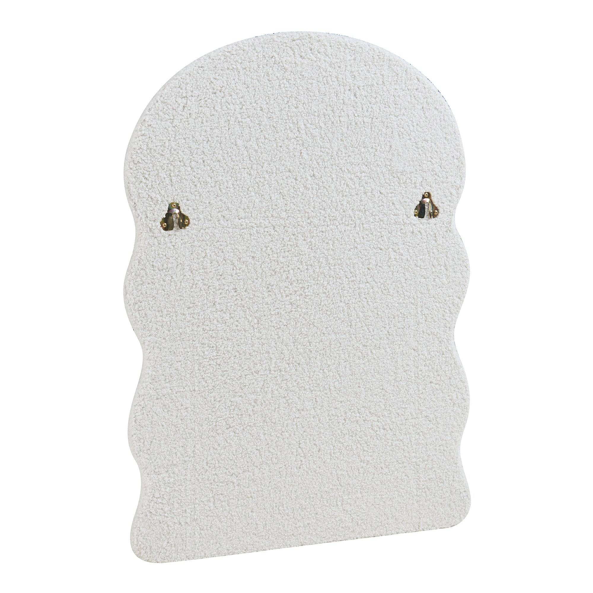 Miroir décoration moderne design mural cadre en tissu peluche 80 x 60 cm blanc - Image 4