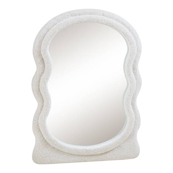 Miroir décoration moderne design mural cadre en tissu peluche 80 x 60 cm blanc - Image 1