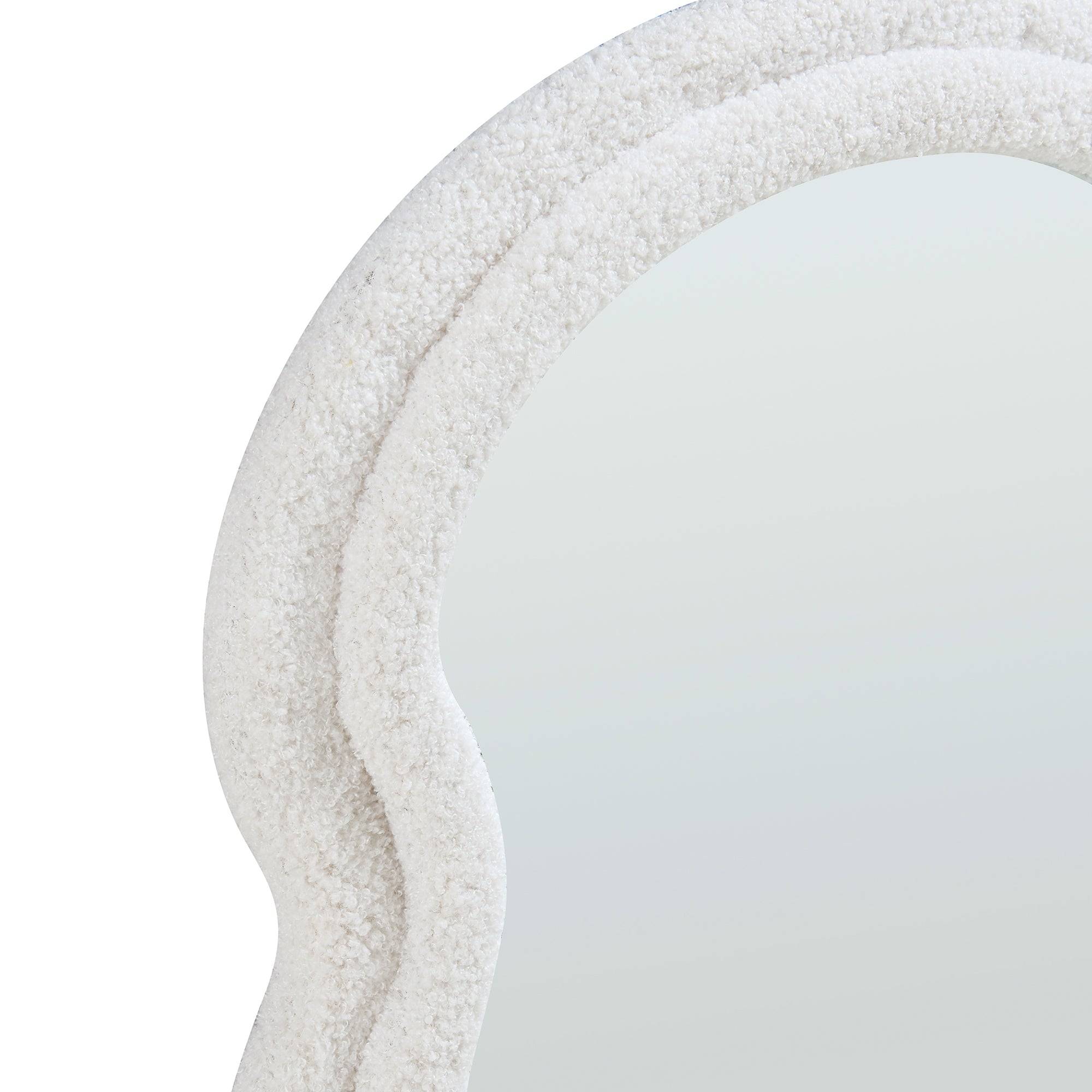 Miroir décoration moderne design mural cadre en tissu peluche 80 x 60 cm blanc - Image 5