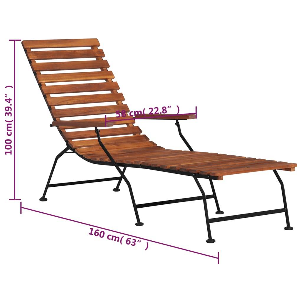 Vidaxl - Chaise de terrasse d'extérieur Bois d'acacia solide vidaXL 44390 - Imagen 3
