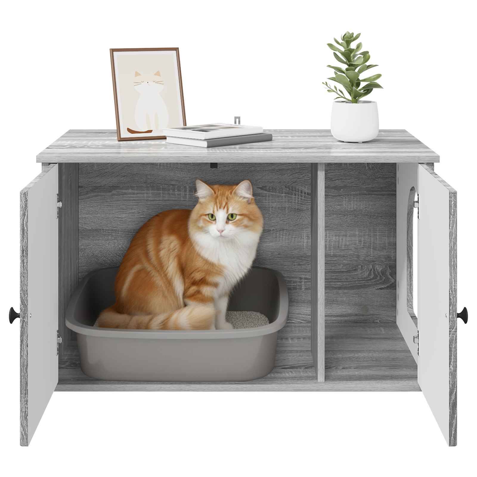 ComfortXL - Maison Chat Gris Sonoma Bois Ingénierie Niche Moderne 85x55cm - ComfortXL Outdoor Living - Image 5