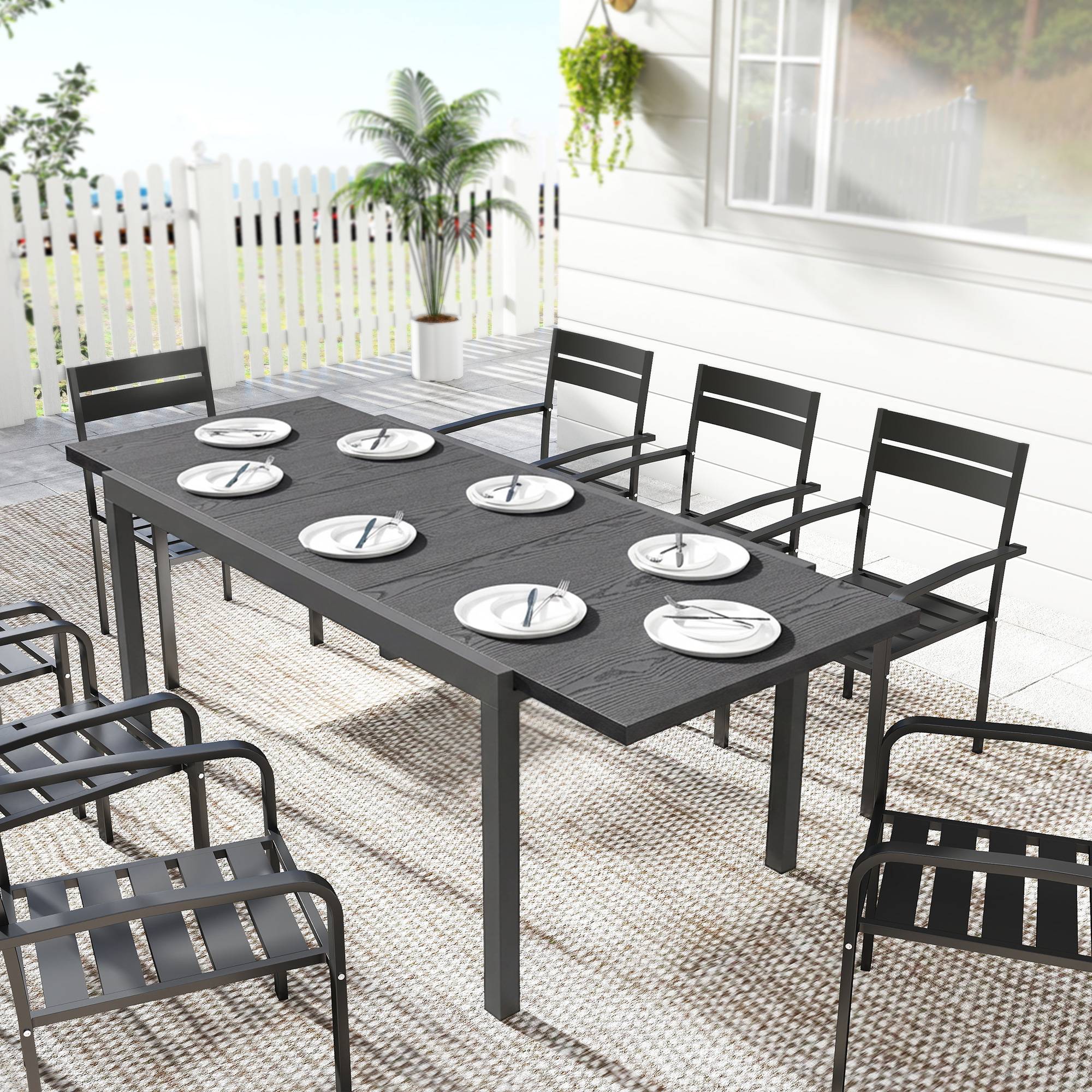 Table de jardin extensible aluminium gris 214 x 85 x 75 cm - PANGIVO - Image 4