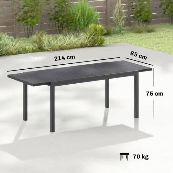 Table de jardin extensible aluminium gris 214 x 85 x 75 cm - PANGIVO - Image 5