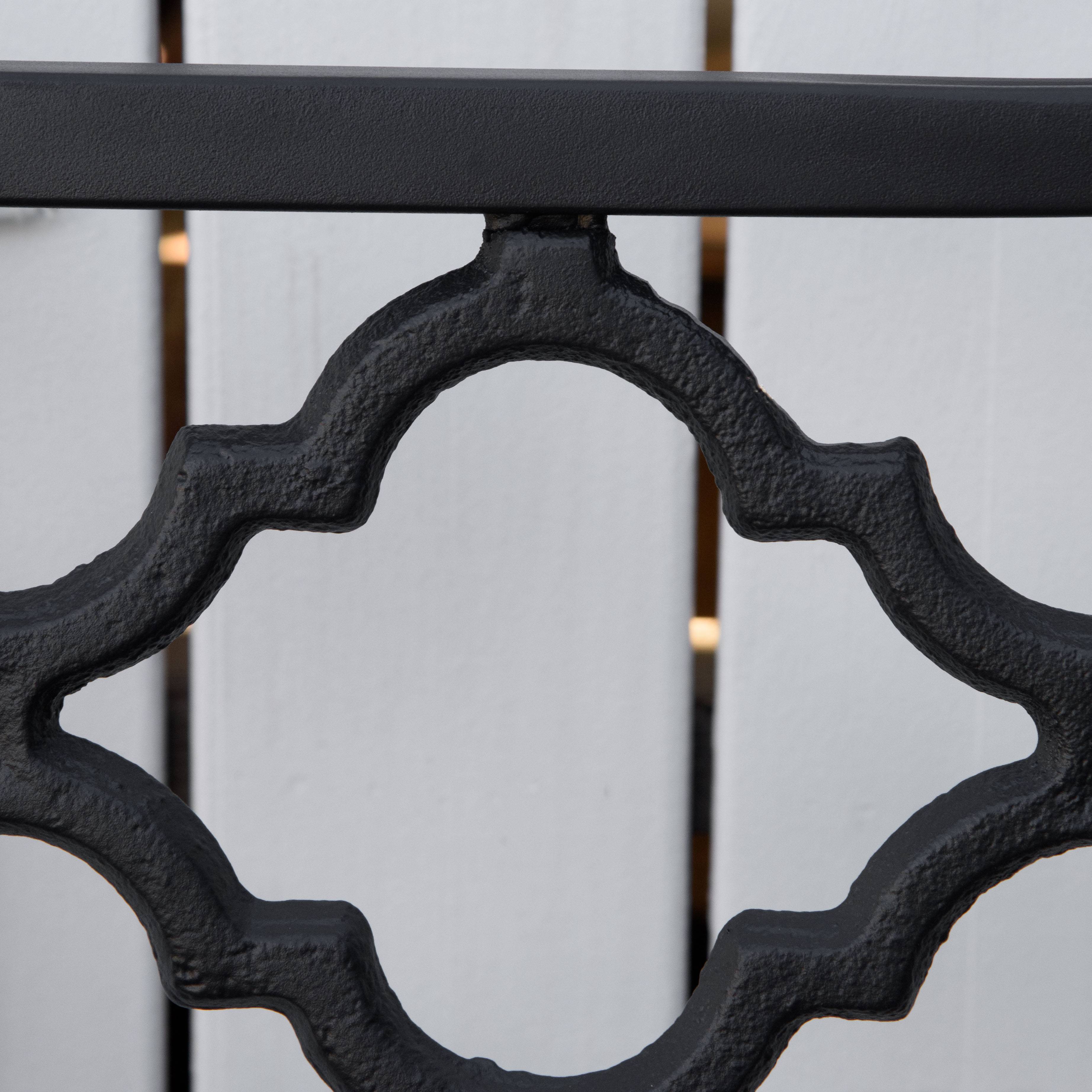 Banc de jardin 2 places en métal/fonte, dossier et accoudoirs, 128x58,5x89 cm, charge 240 kg, noir - Image 10