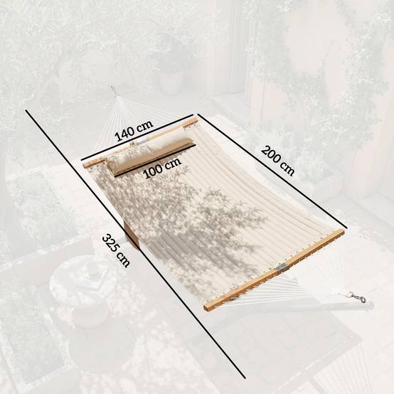 Hamac polyester beiges 325 x 140 x 2.5 cm - PANGIVO - Image 5