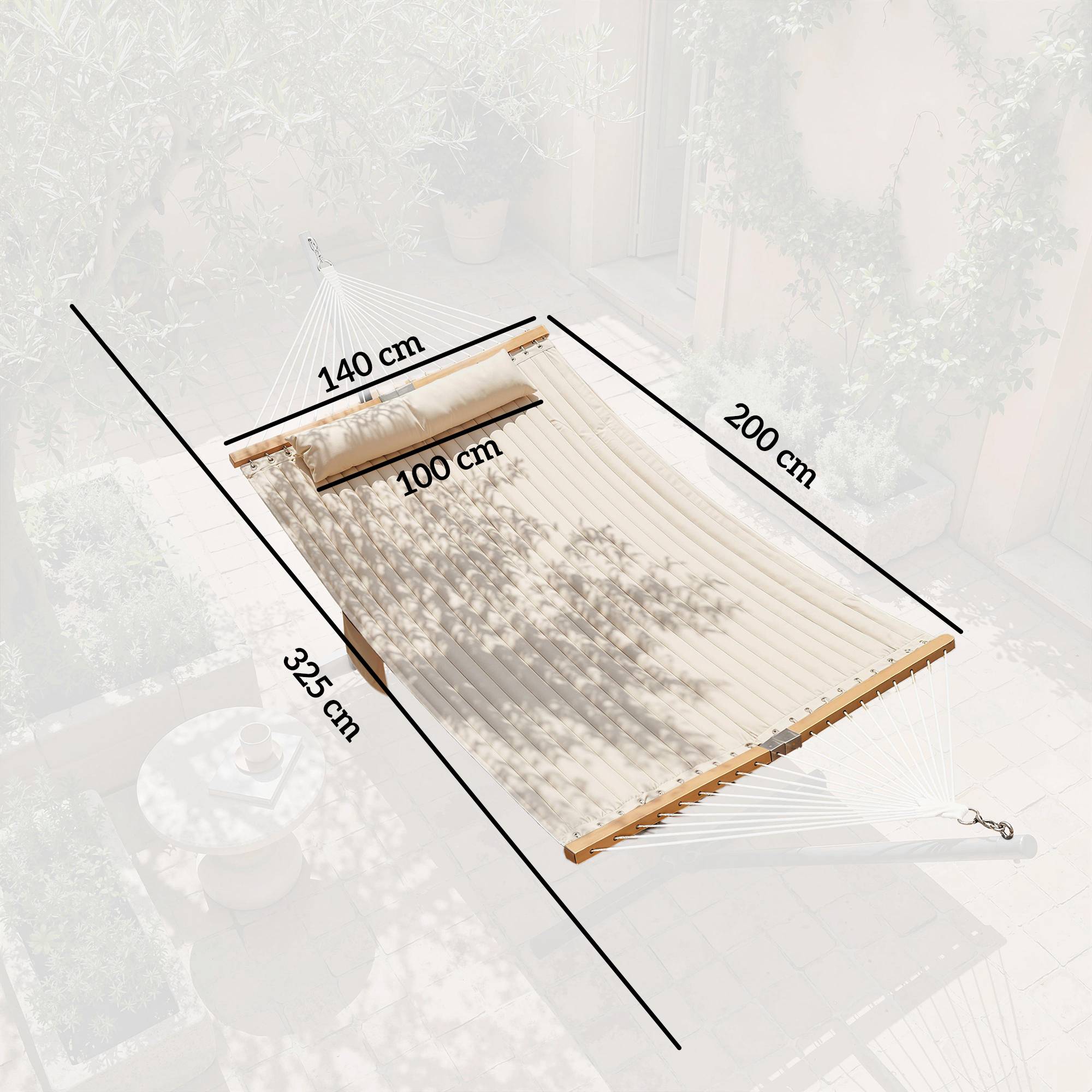 Hamac polyester beiges 325 x 140 x 2.5 cm - PANGIVO - Image 5