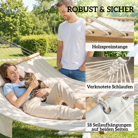Hamac polyester beiges 325 x 140 x 2.5 cm - PANGIVO - Image 8