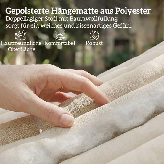 Hamac polyester beiges 325 x 140 x 2.5 cm - PANGIVO - Image 6